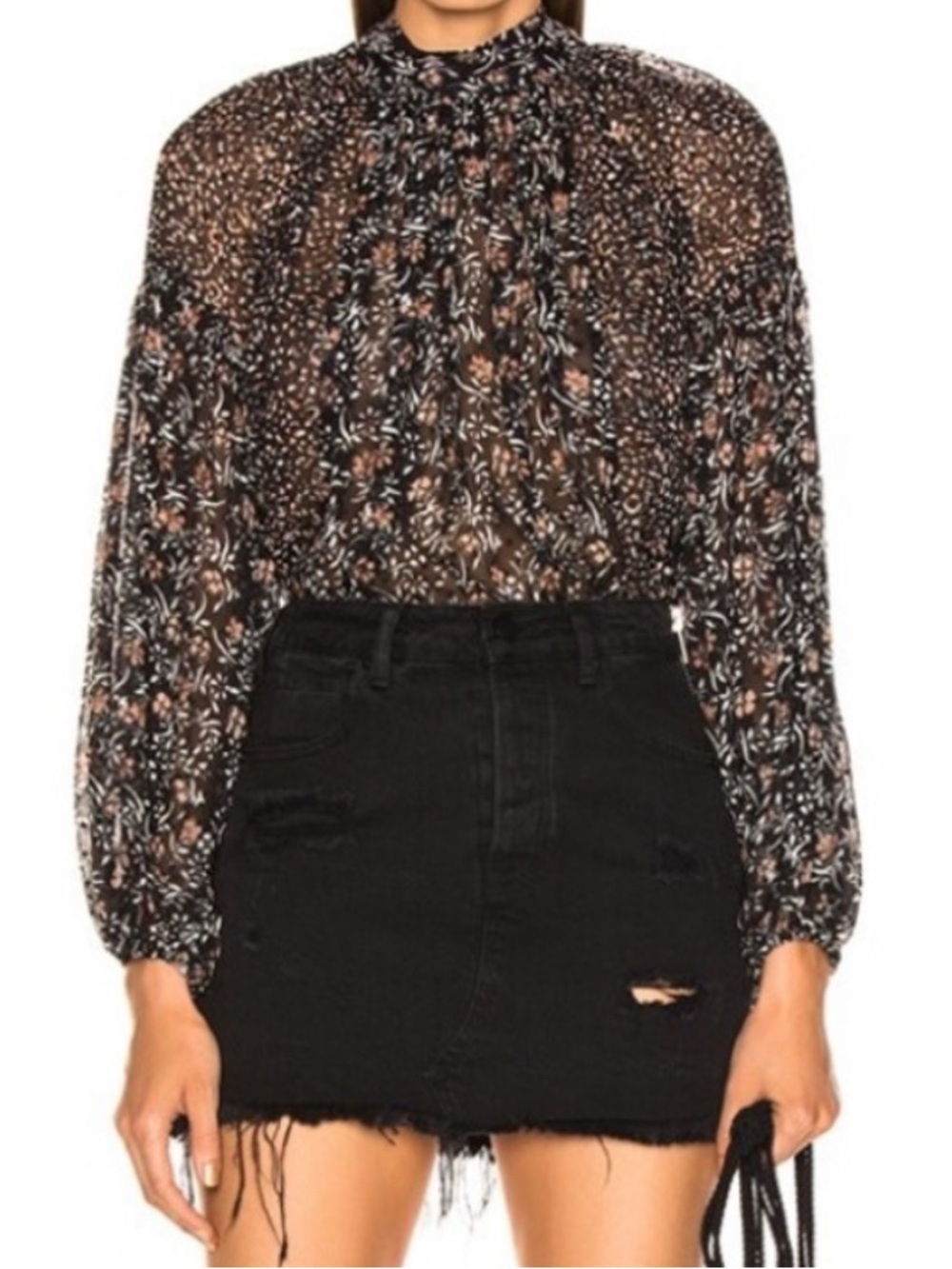 ULLA JOHNSON Ora silk floral blouse size 0